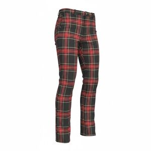 Anne Klein Black and Red Plaid Trousers with Yellow Accents